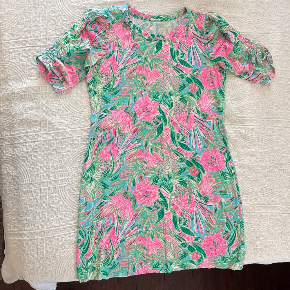 Lilly Pulitzer Pink and Green Tropical Dress